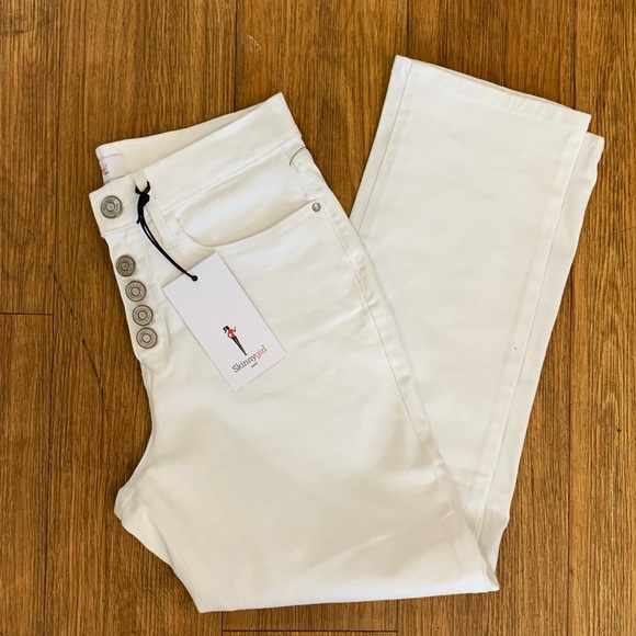 NEW SKINNY GIRL High Rise Straight Leg Ankle Crop Jeans White. SZ 25 - Picture 2 of 11